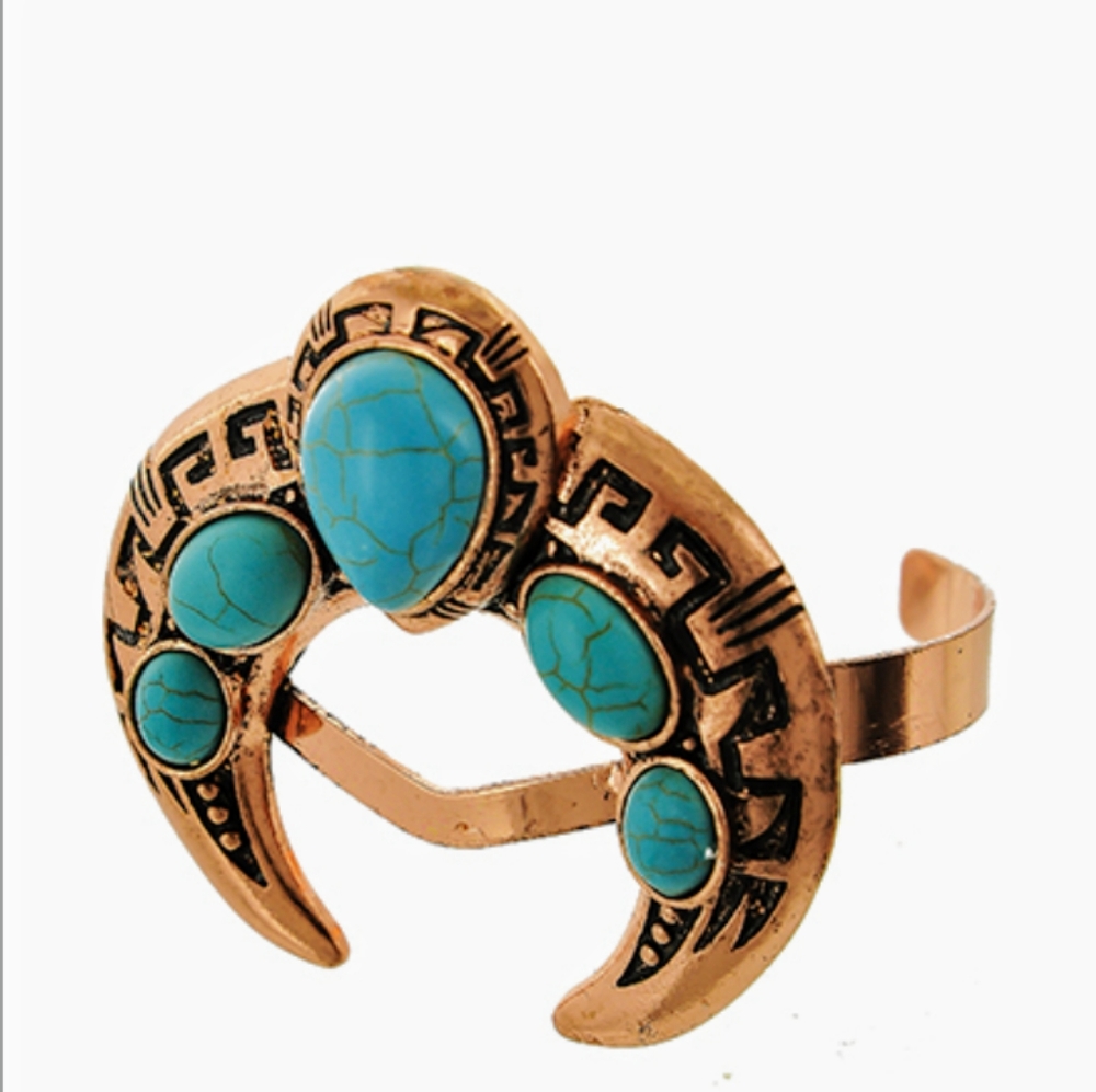 Copper/turquoise cuff bracelet